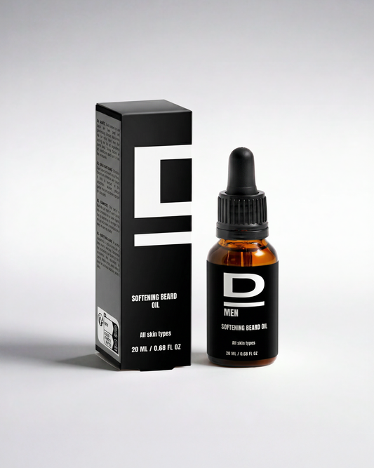 Beard Oil für Männer, 20 ml, in braunem Fläschchen mit schwarzer Verpackung, für alle Hauttypen.
